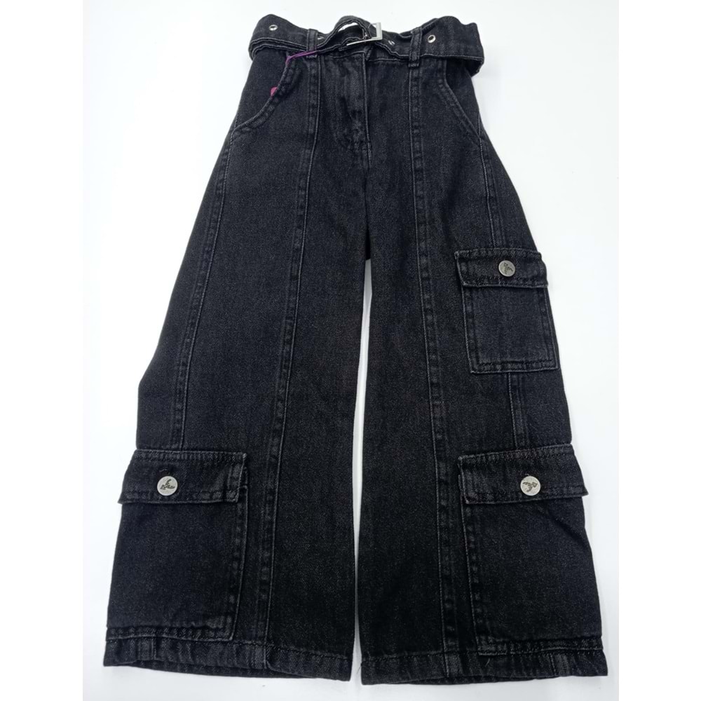 241265CEMİX KİDS KIZ 4/9 YAŞ KEMERLİ KARGO PANTOLON - FÜME - 7-8 YAŞ