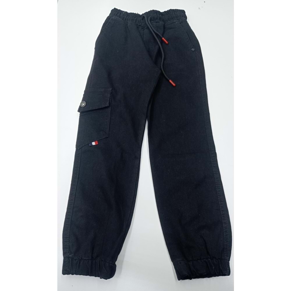 243830WİKİLANDJEANS 2088-ERKEK 8/12 YAŞ KARGO CEPLİ KOT PANTOLON - SİYAH - 9-10 YAŞ