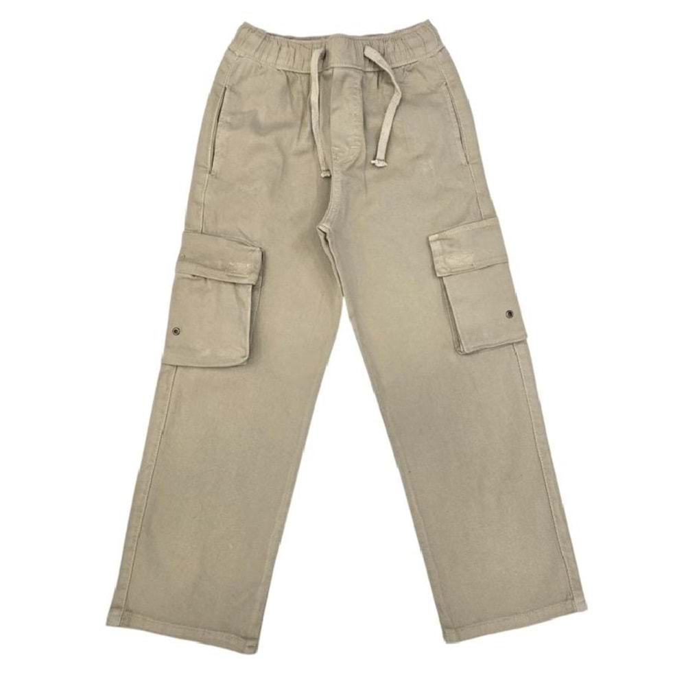 420913 BAGGY KETEN PANTOLON 5Y,6Y,7Y,8Y Erkek - KREM - 4-5 YAŞ