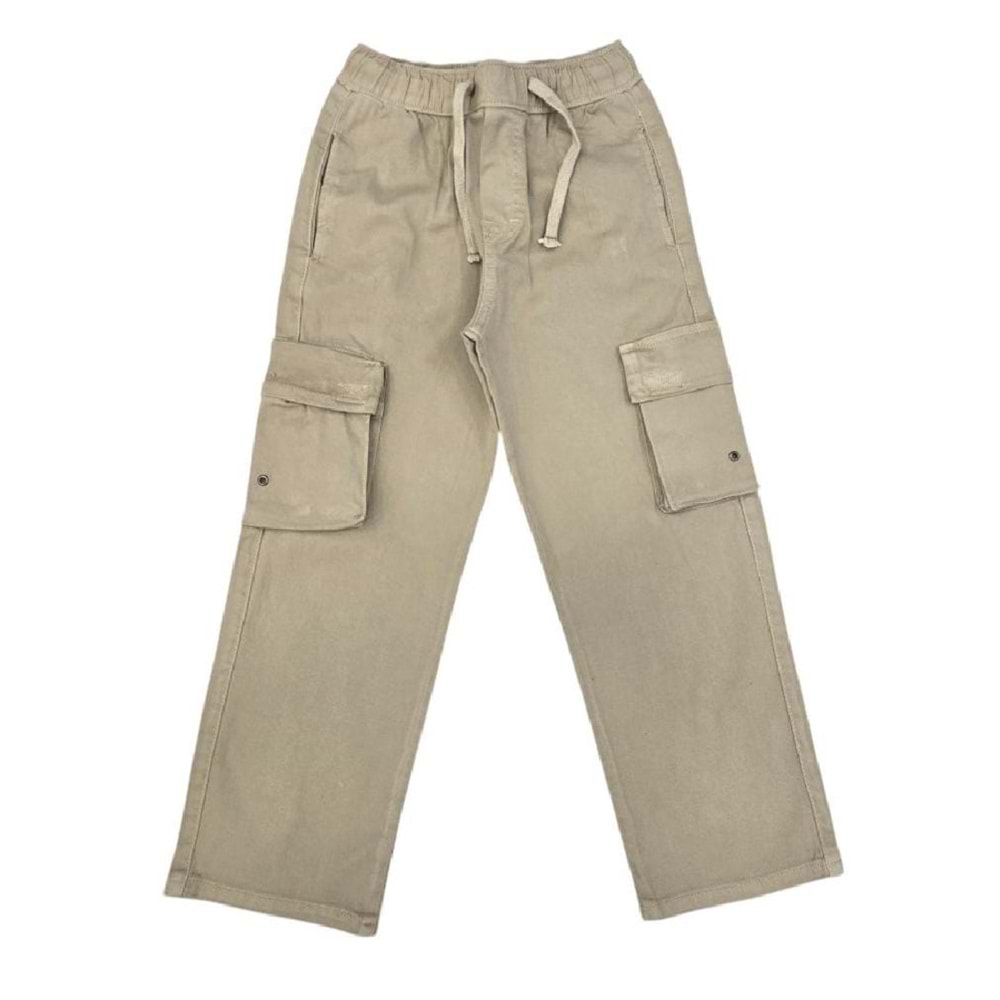 420917 BAGGY KETEN PANTOLON 9Y,10Y,11Y,12Y Erkek - KREM - 9-10 YAŞ