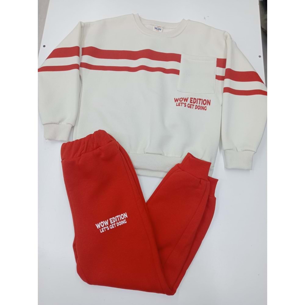 415758 3 İP Cepli Çizgili Wow Baskılı Erkek Takım 5Y,6Y,7Y,8Y