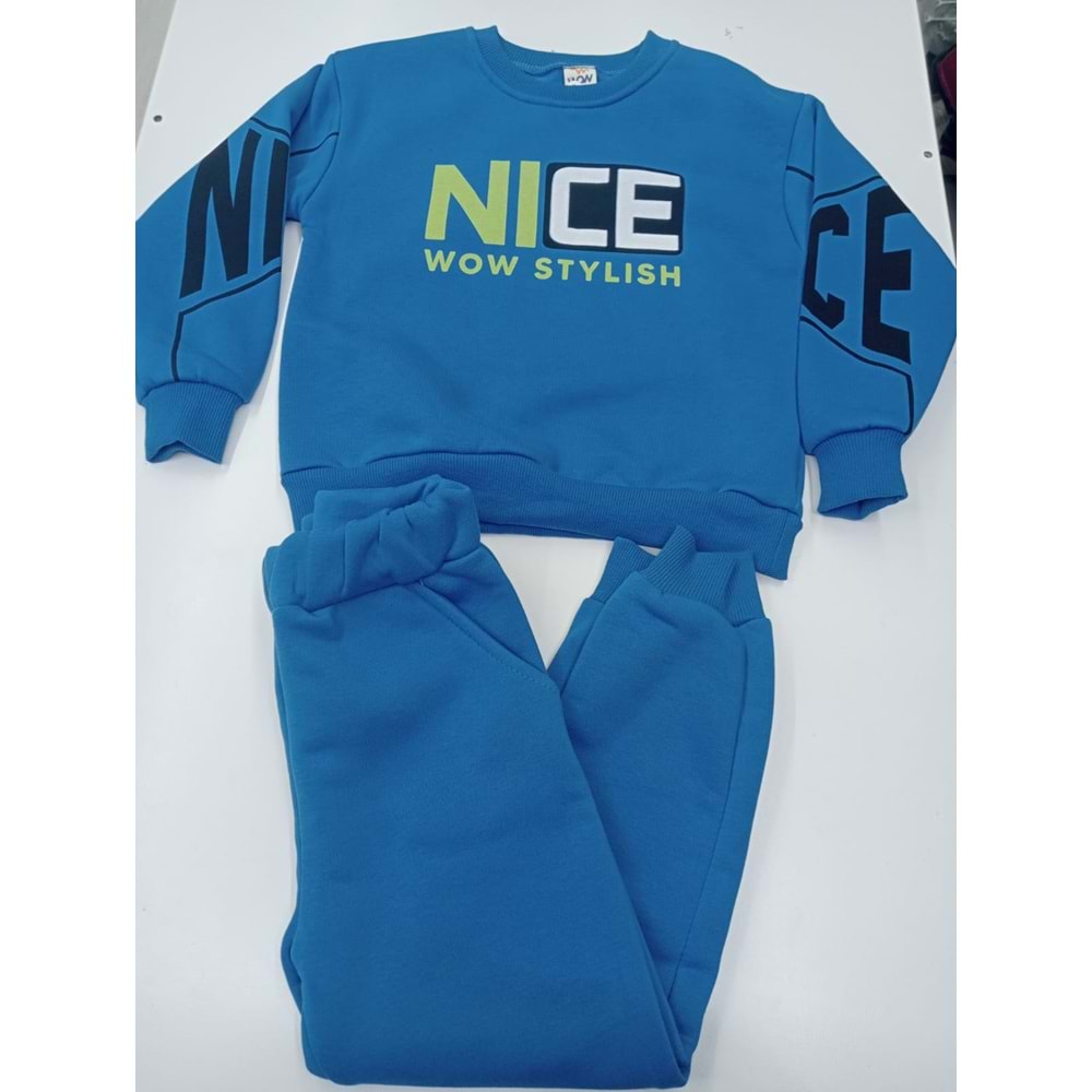 414848 BEBE TAKIMI 3 İP NICE baskılı Erkek Takım 5/8 YAŞ - MAVİ - 4-5 YAŞ
