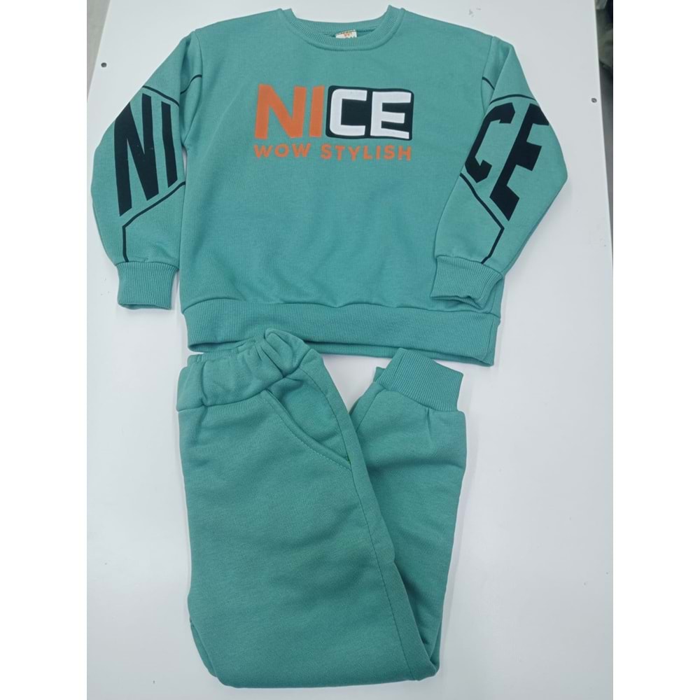 414848 BEBE TAKIMI 3 İP NICE baskılı Erkek Takım 5/8 YAŞ - TURKUAZ - 4-5 YAŞ