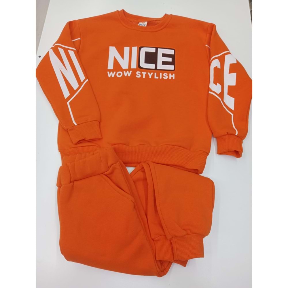 414848 BEBE TAKIMI 3 İP NICE baskılı Erkek Takım 5/8 YAŞ - TURUNCU - 6-7 YAŞ