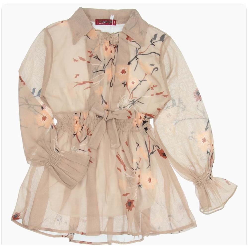 7137 13/16 YAS ONU GIPELI KIZ TUNIK - VİZON - 15-16 YAŞ