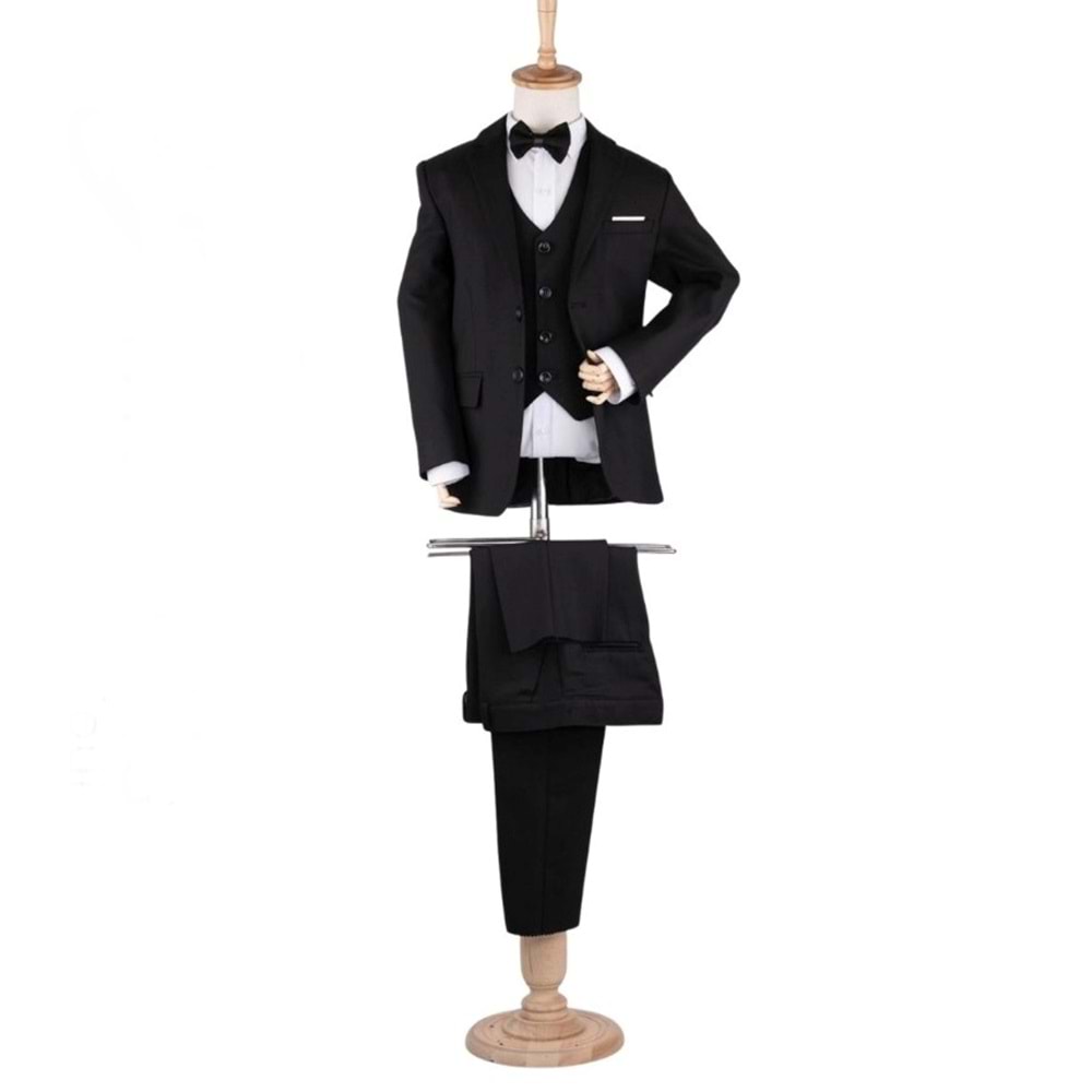 1001 MELANTİS YELEKLİ CEKETLİ TAKIM ELBİSE 5/15 YAŞ - SİYAH - 9-10 YAŞ