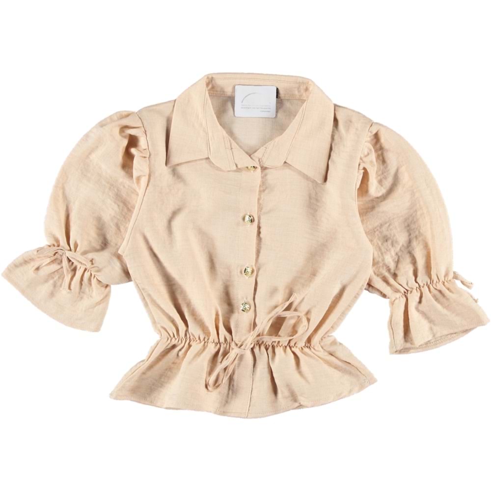 158020 KETEN MAYA KIZ GÖMLEK 13/16 YAŞ - BEJ - 14-15 YAŞ