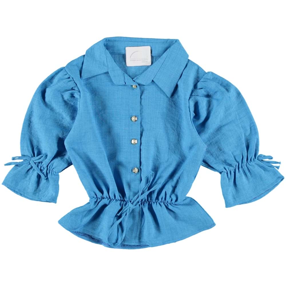 158020 KETEN MAYA KIZ GÖMLEK 13/16 YAŞ - MAVİ - 14-15 YAŞ