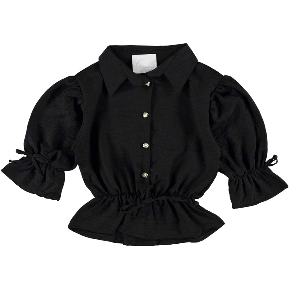 158020 KETEN MAYA KIZ GÖMLEK 13/16 YAŞ - SİYAH - 12-13 YAŞ