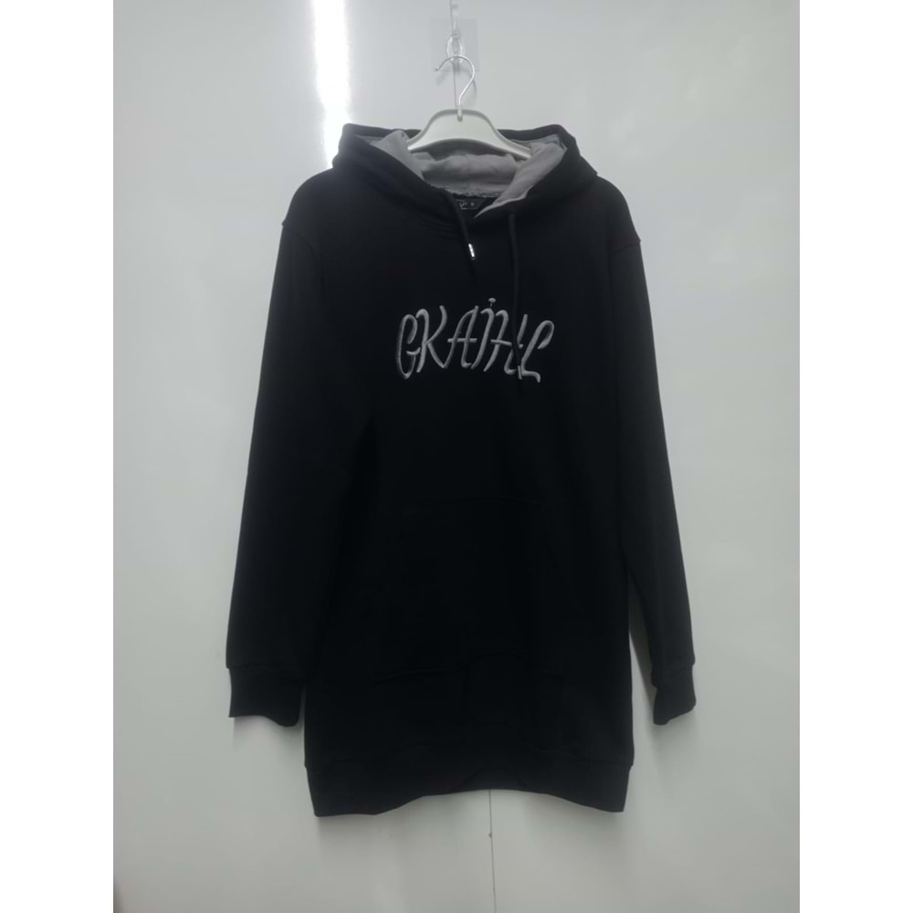 GEBZE KIZ İHLİSE KAPŞ. SWEAT TUNİK - SİYAH - XXL