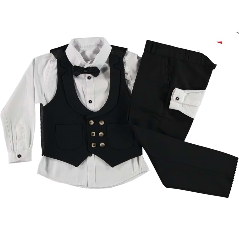 377191 Yelek Takım 9Y,10Y,11Y,12Y Erkek - SİYAH - 9-10 YAŞ