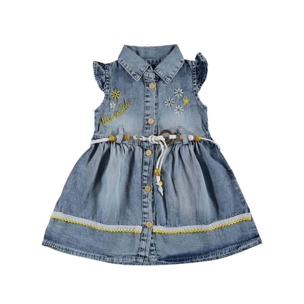 369231 Wonderfol Nakışlı Elbise 6Y,7Y,8Y,9Y - MAVİ - 7-8 YAŞ