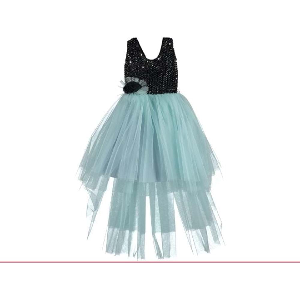 376280 Abiye Elbise 8Y,9Y,10Y,11Y,12Y - SU YEŞİLİ - 9-10 YAŞ