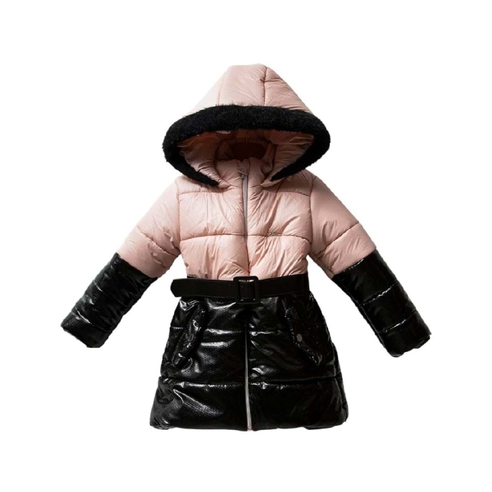 384985 Desenli Deri Garnili Micro Mont 7/10 YAŞ - PUDRA - 6-7 YAŞ