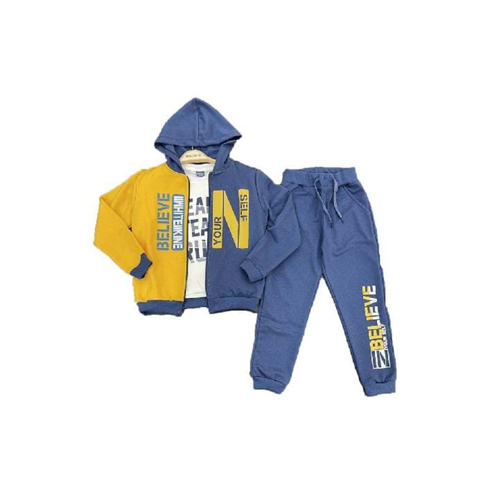 392471 BELEİVE BASKILI İKİ İPLİK TAKIM 2/5 YAŞ - SARI - 4-5 YAŞ