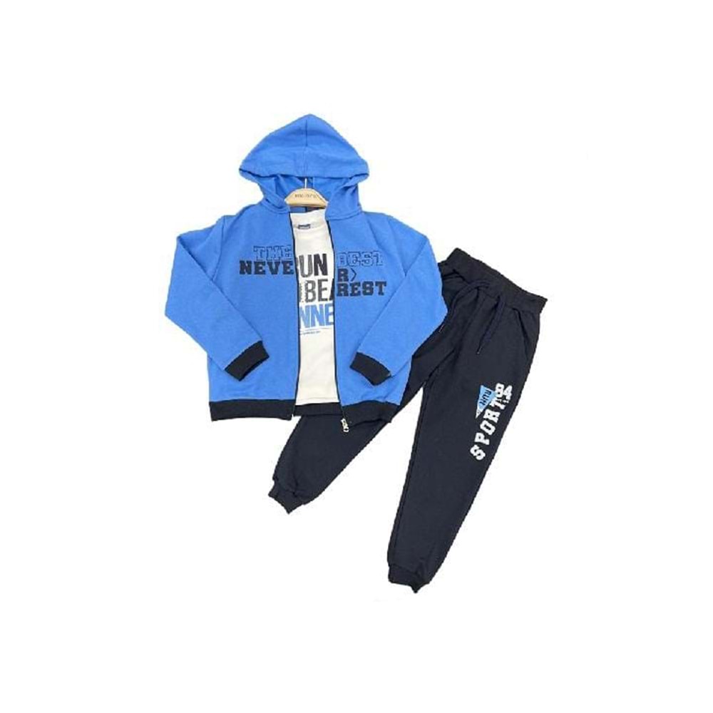 392469 NEVER BASKILI İKİ İPLİK 3 LÜ TAKIM 2/5 YAŞ - MAVİ - 1-2 YAŞ