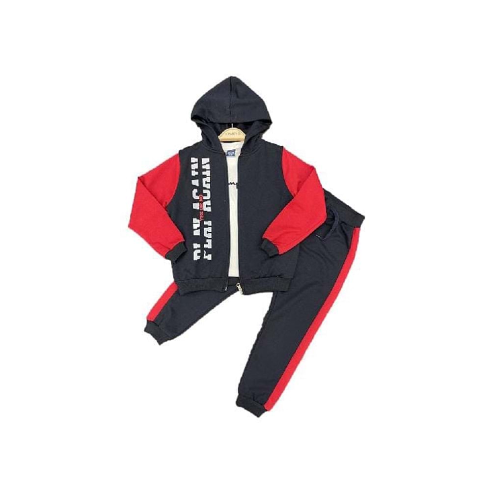 392467 PLAY AGAİN BASKILI İKİ İPLİK TAKIM 2/5 YAŞ - KIRMIZI - 3-4 YAŞ