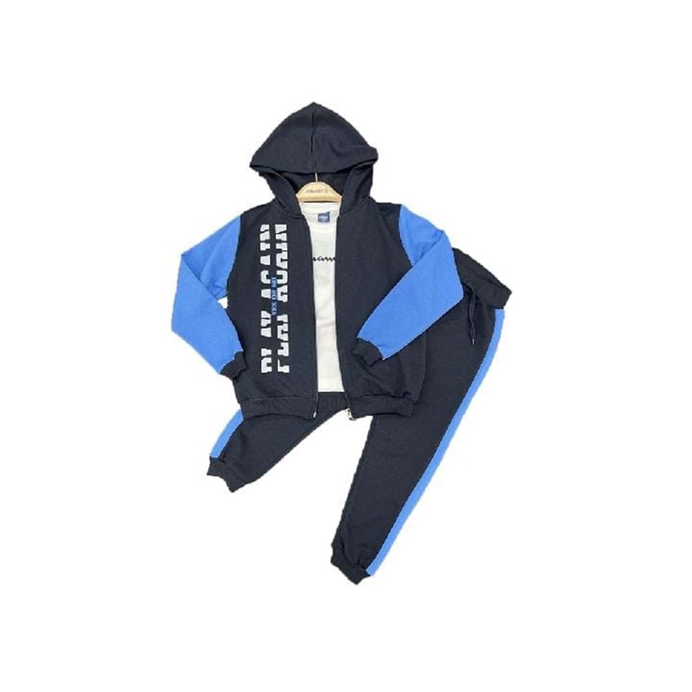 392467 PLAY AGAİN BASKILI İKİ İPLİK TAKIM 2/5 YAŞ - MAVİ - 1-2 YAŞ