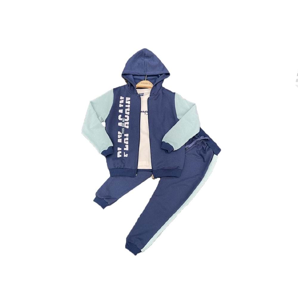 392467 PLAY AGAİN BASKILI İKİ İPLİK TAKIM 2/5 YAŞ - SU YEŞİLİ - 1-2 YAŞ