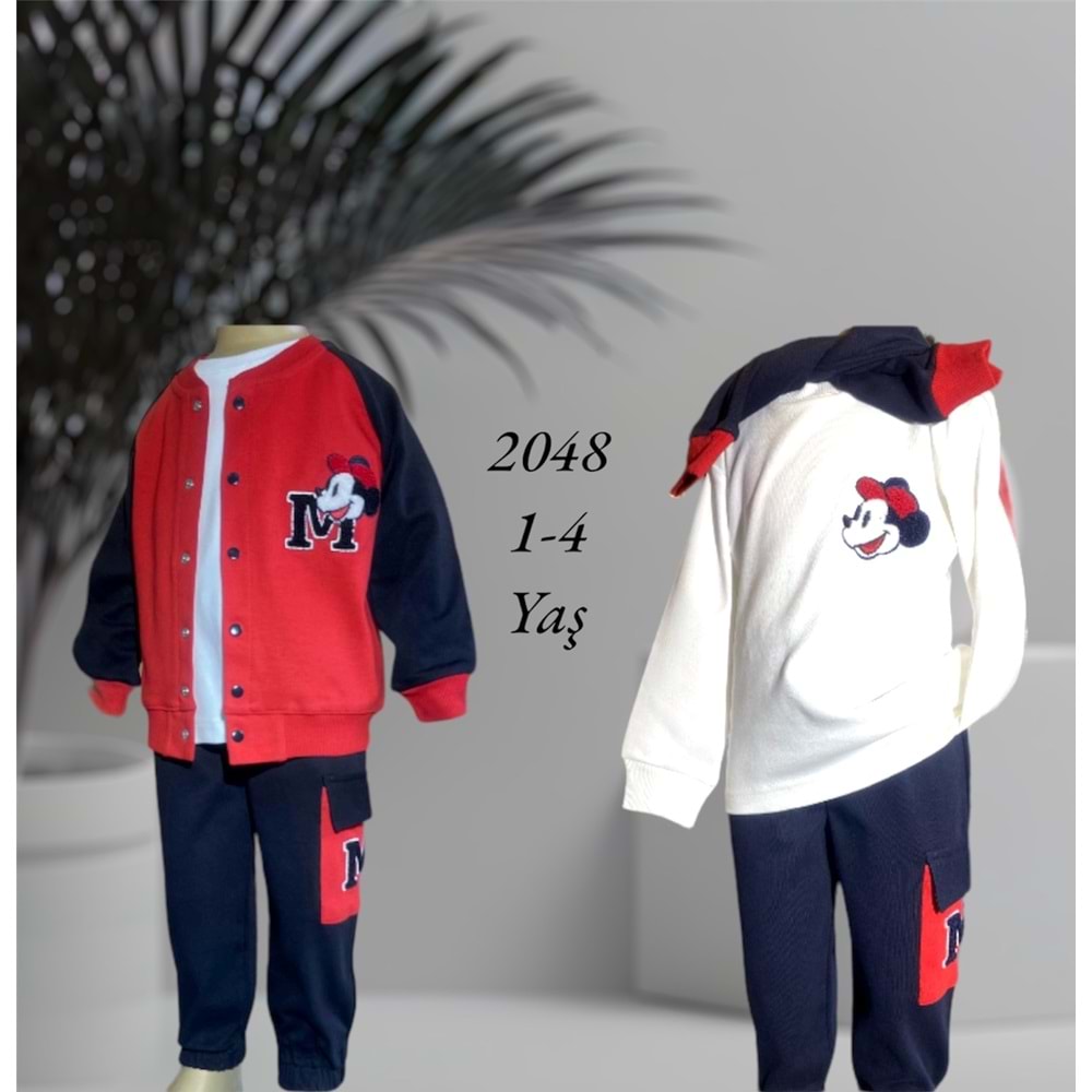 2048 Çocuk Mickey Mouse Baskılı Takım 1/4 - KIRMIZI - 0-1 YAŞ