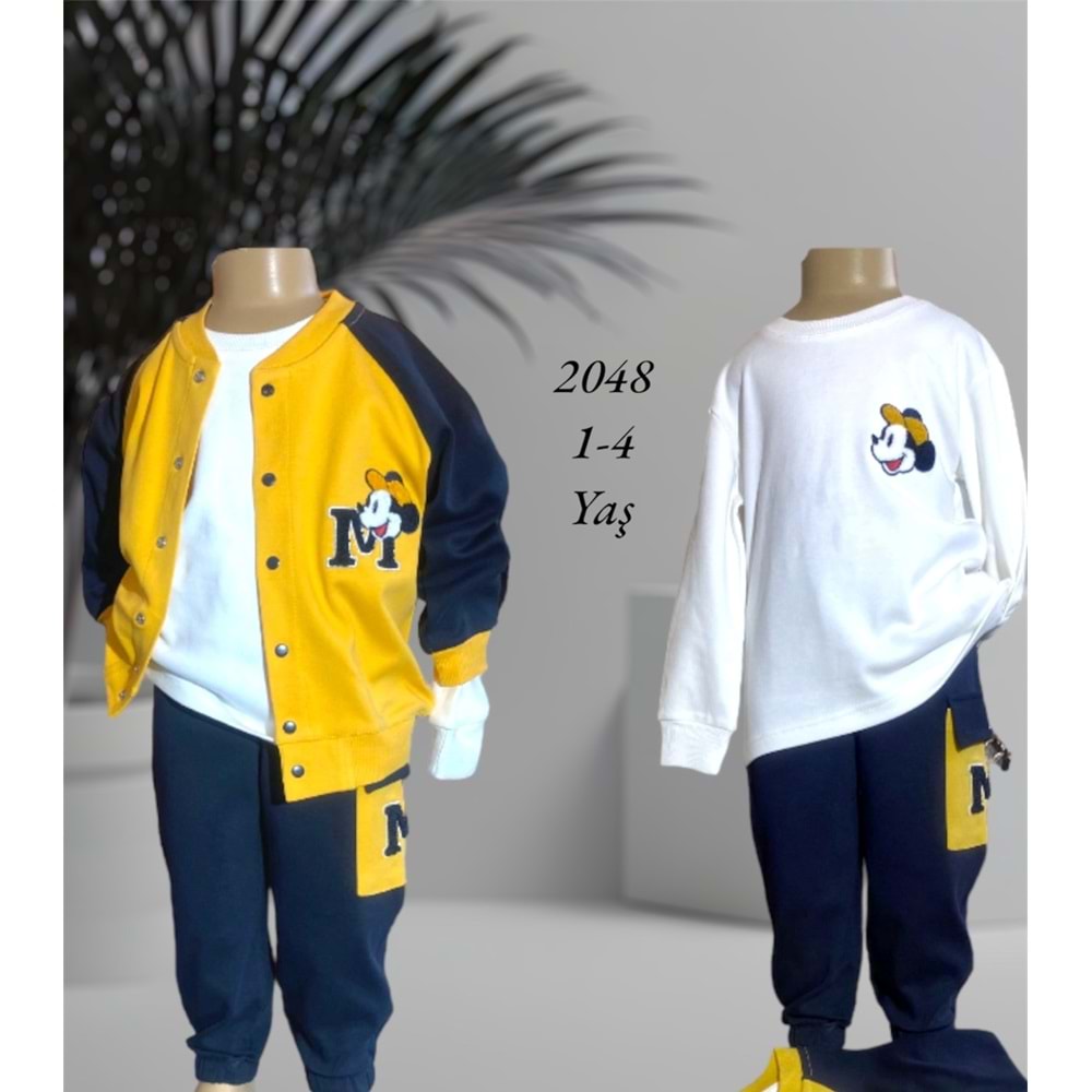 2048 Çocuk Mickey Mouse Baskılı Takım 1/4 - SARI - 3-4 YAŞ