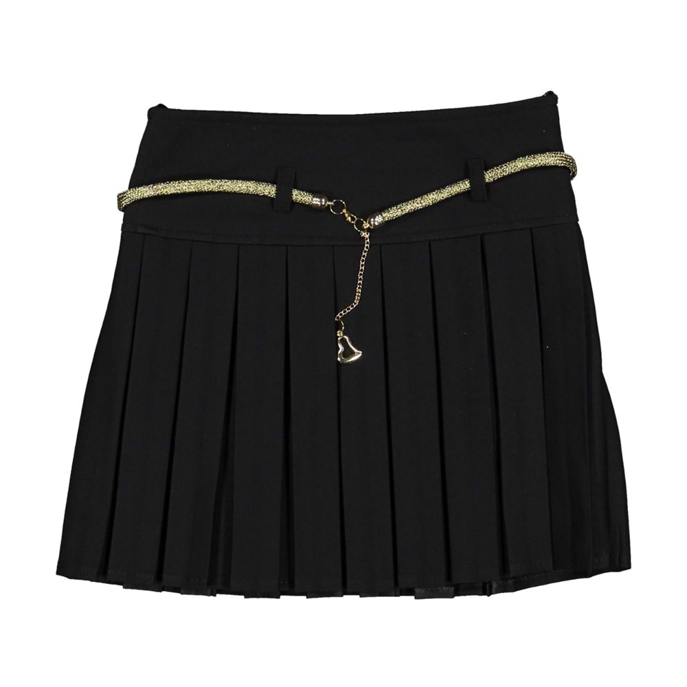 225576 KIZ 9/12 YAŞ PİLİSELİ ETEK - SİYAH - 11-12 YAŞ