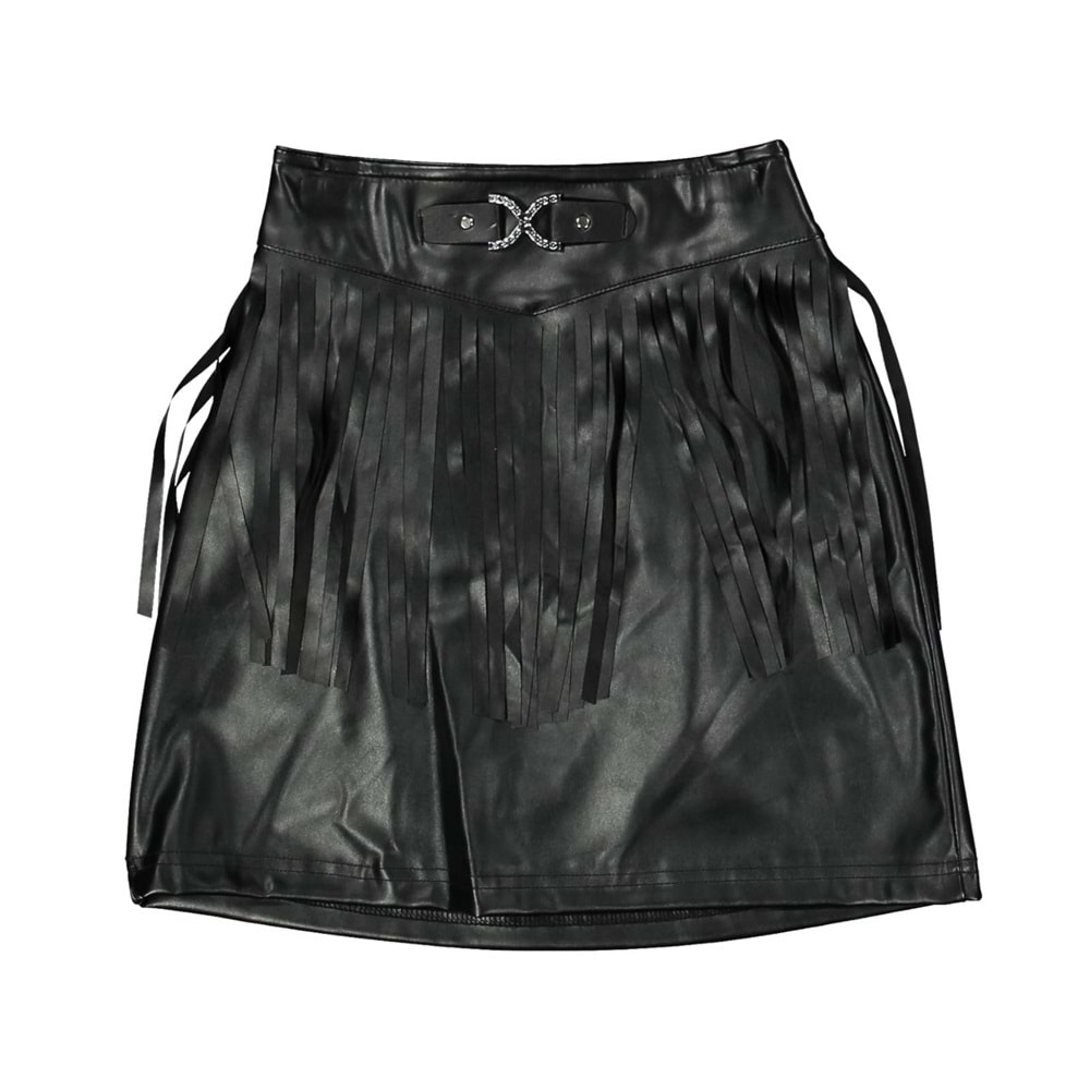 238284 KIZ 10/14 YAŞ PÜSKÜLLÜ DERİ ETEK - SİYAH - 13-14 YAŞ