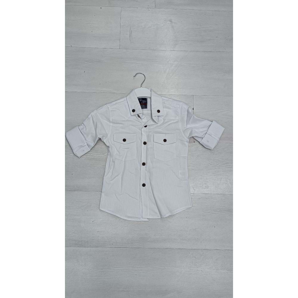 1238 Yıkamalı Gömlek 6/11 Yaş - BEYAZ - 10-11 YAŞ