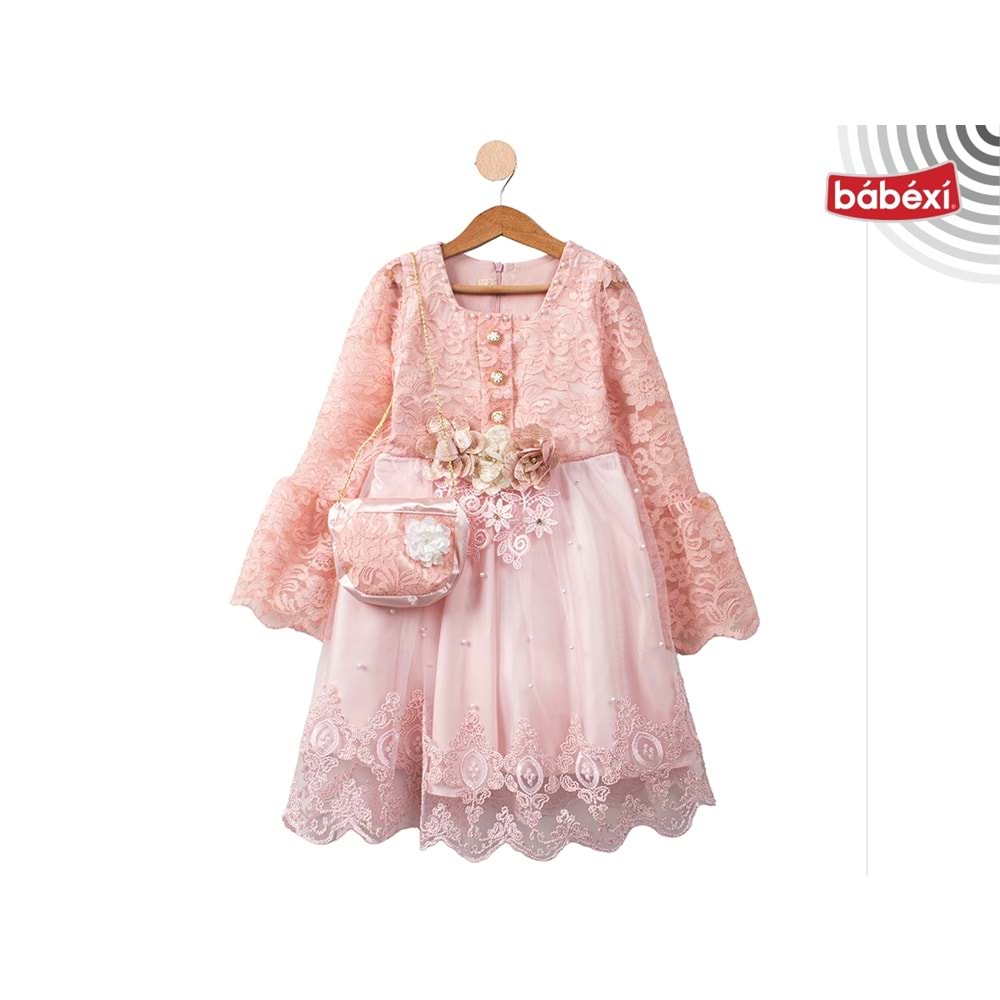 395088 Dantel Düğmeli 6Y,8Y,10Y - PEMBE - 7-8 YAŞ