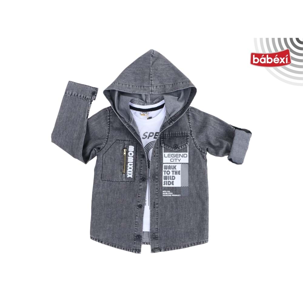 401431 Kot Gömlekli 2li Takım 3Y,4Y,5Y,6Y,7Y - GRİ - 6-7 YAŞ