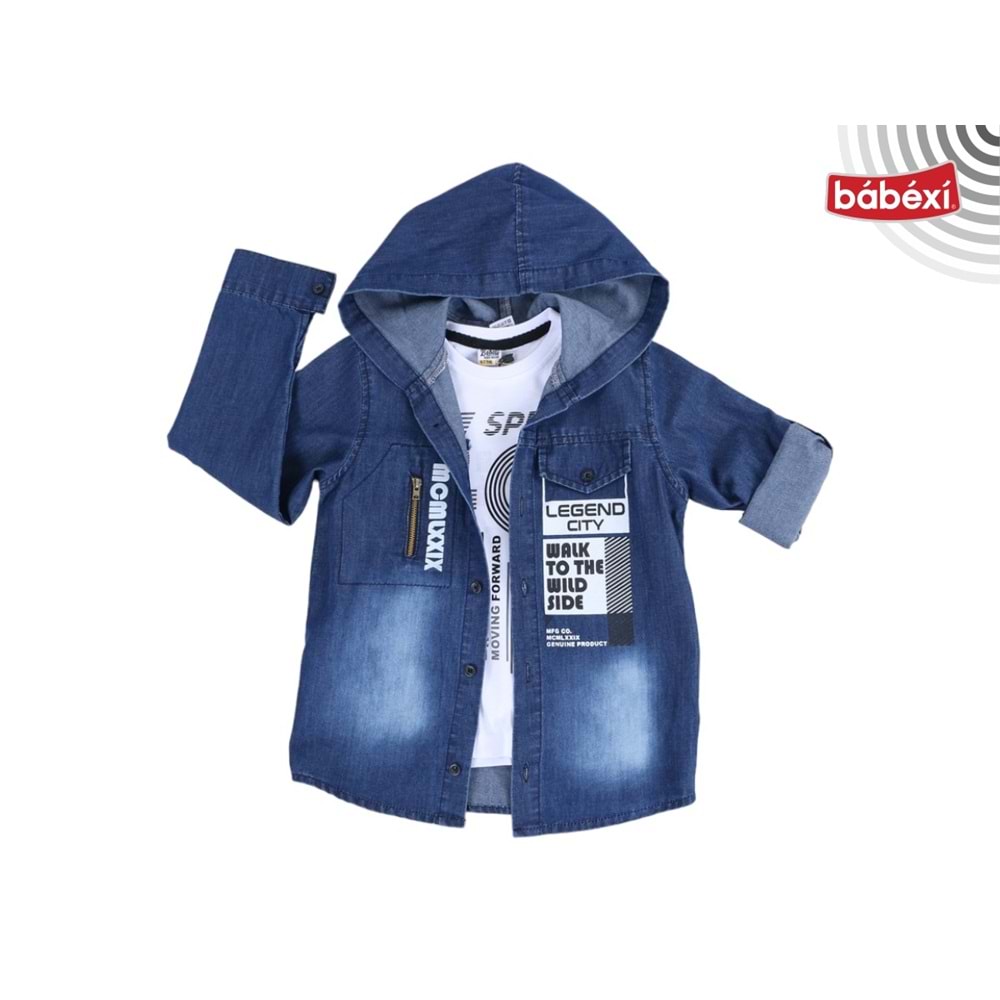 401431 Kot Gömlekli 2li Takım 3Y,4Y,5Y,6Y,7Y - MAVİ - 5-6 YAŞ