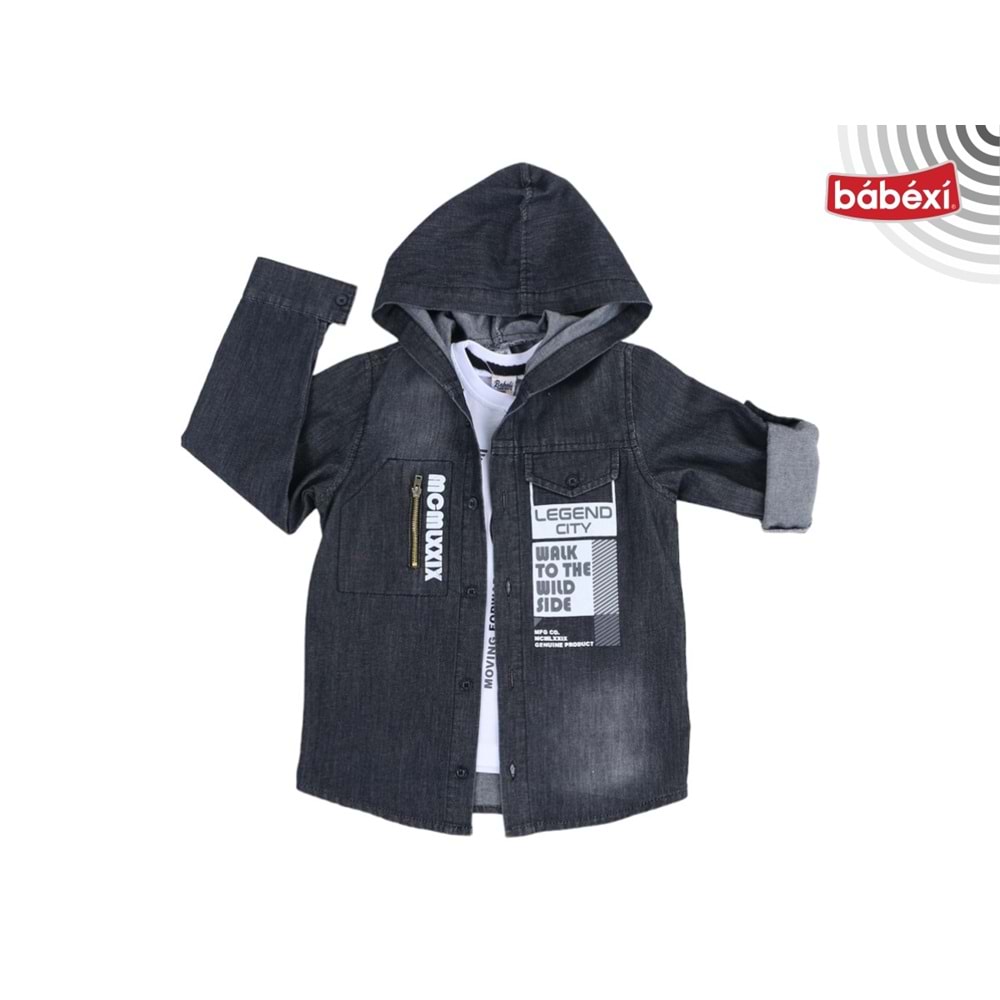 401431 Kot Gömlekli 2li Takım 3Y,4Y,5Y,6Y,7Y - SİYAH - 5-6 YAŞ