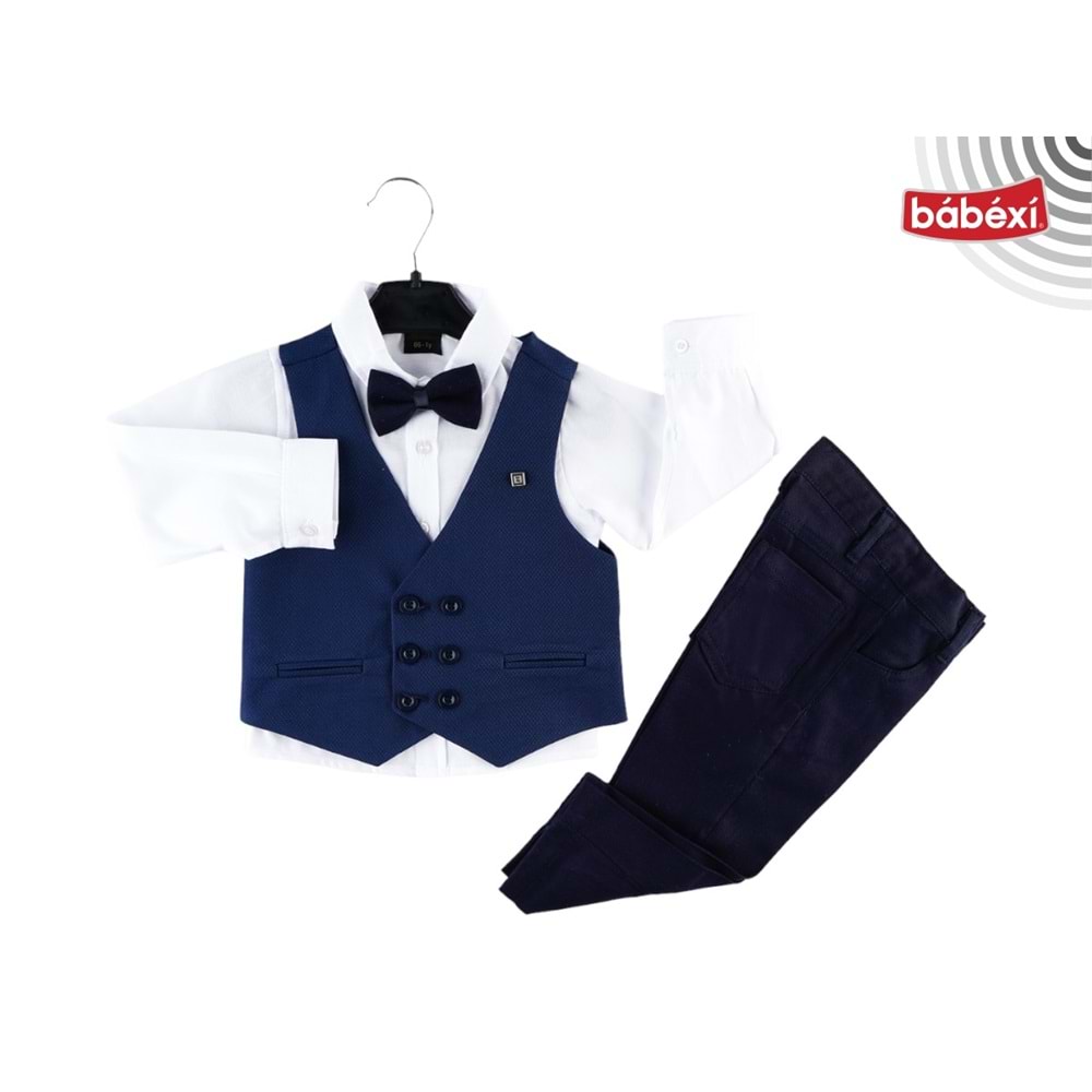 402801 Yelekli 3 Lü Takım 18 Ay,2Y,3Y,4Y - MAVİ - 1-2 YAŞ