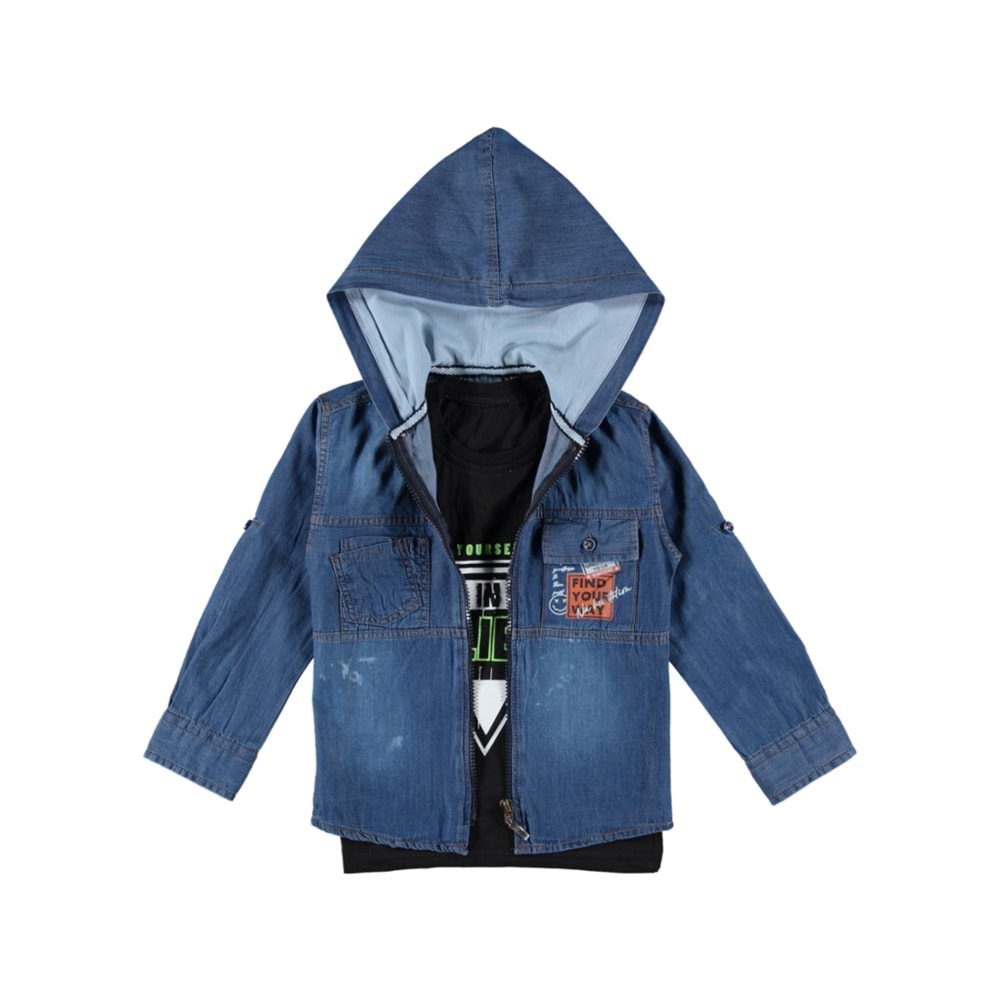 163395 TİŞÖRTLÜ ERKEK KOTGÖMLEK 3/7 YAŞ - MAVİ - 4-5 YAŞ