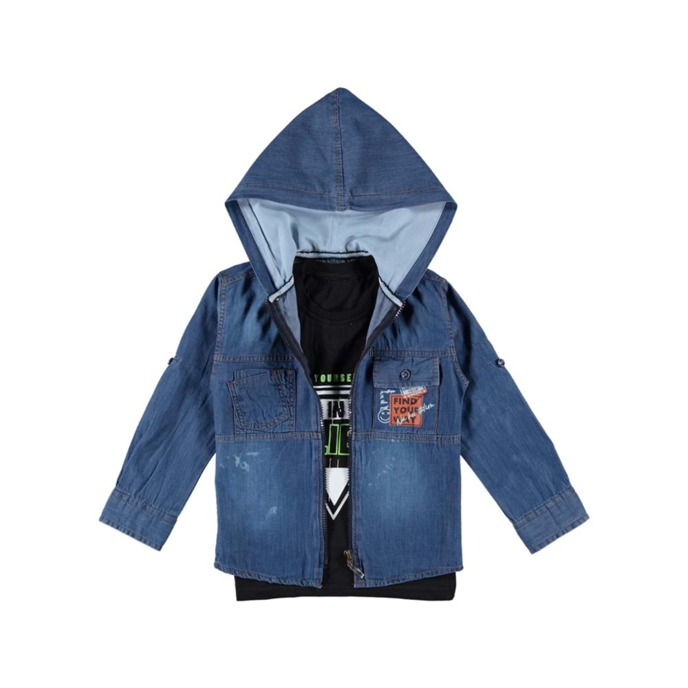 163396 TİŞÖRTLÜ ERKEK KOT GÖMLEK 8/12 YAŞ - MAVİ - 10-11 YAŞ