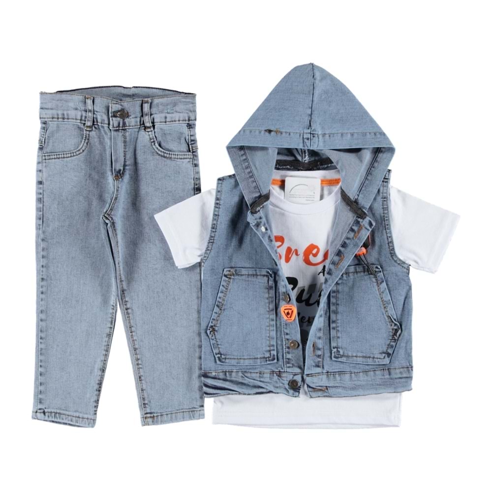 368310 BREAK BASKILI KOT YELEKLİ 3'LÜ ERKEK TAKIM 2/5 YAŞ - MAVİ - 3-4 YAŞ