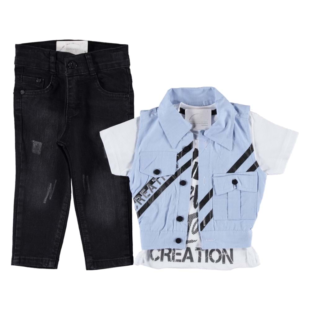 378488 CREATION BASKILI YELEKLİ ERKEK TAKIM 6/9 YAŞ - MAVİ - 5-6 YAŞ