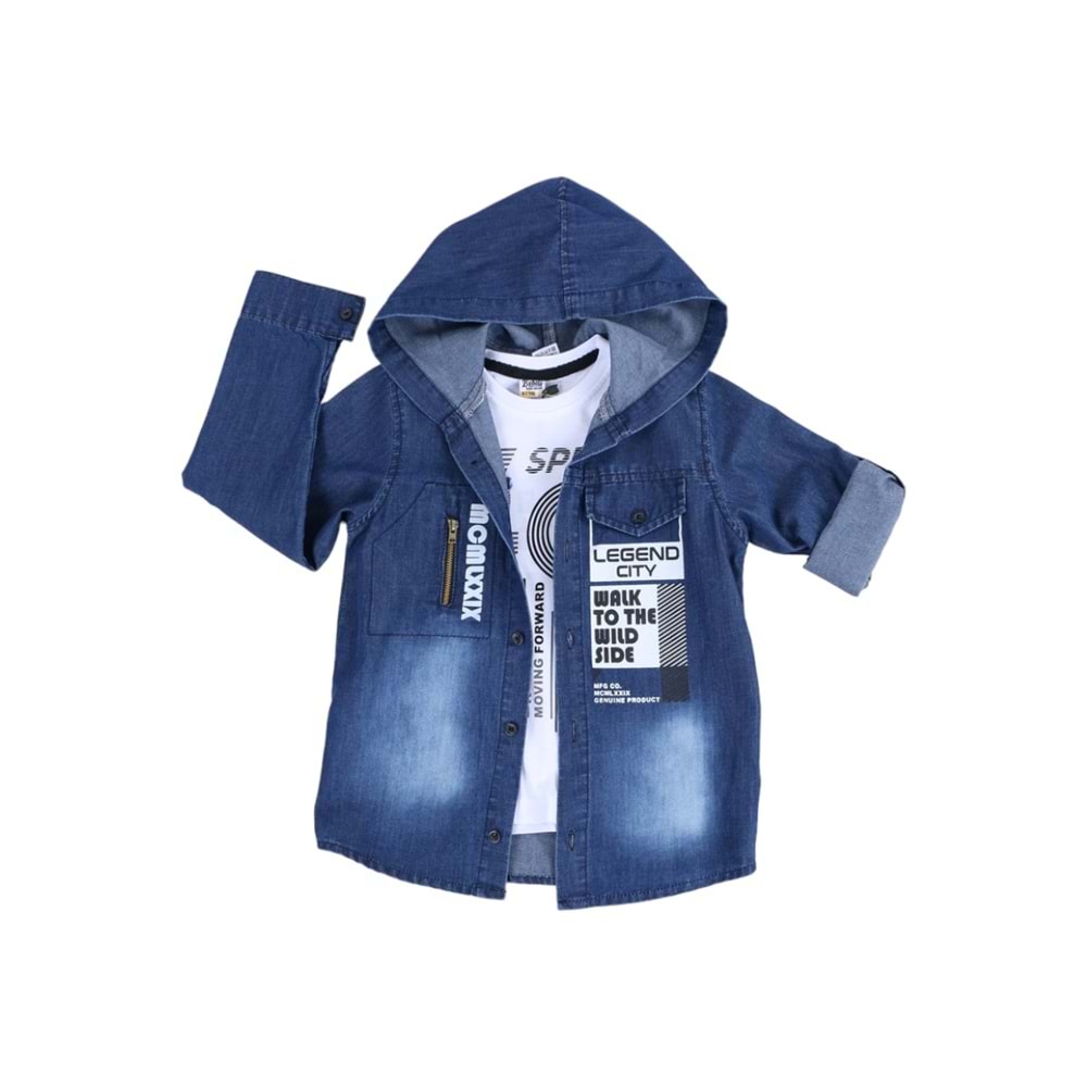 401432 TİŞÖRTLÜ LEGEND BASKILI ERKEK GÖMLEK 8/12 YAŞ - MAVİ - 11-12 YAŞ