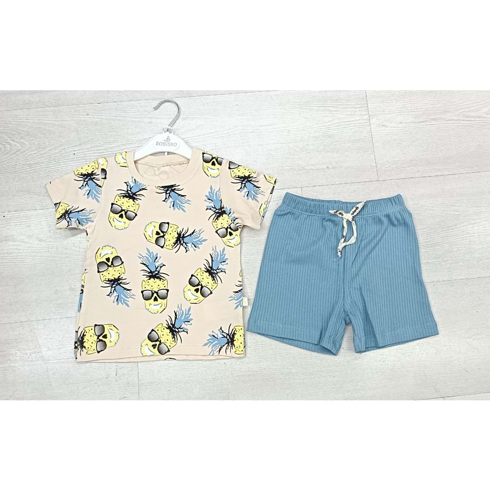 398019 ANANASLI 2Lİ TAKIM 2Y,3Y,4Y,5Y - MAVİ - 3-4 YAŞ