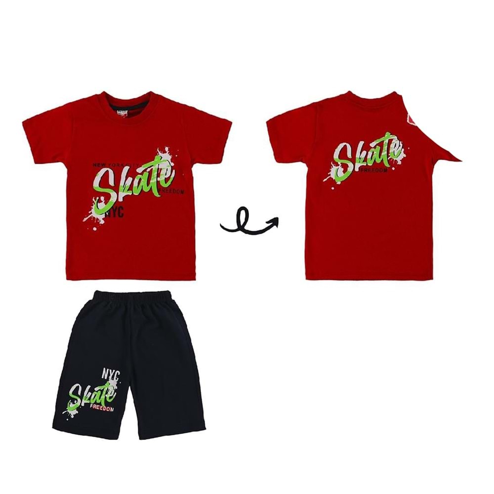 398051 Kaprili Takım 2Y,4Y,6Y,8Y - KIRMIZI - 3-4 YAŞ