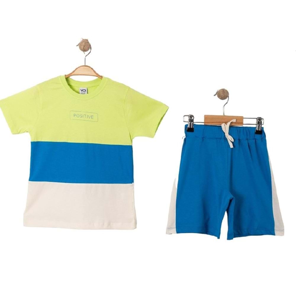 400960 BASKILI GARNİLİ ŞORTLU ERKEK TAKIM 3Y,4Y,5Y,6Y Erkek - YEŞİL - 5-6 YAŞ