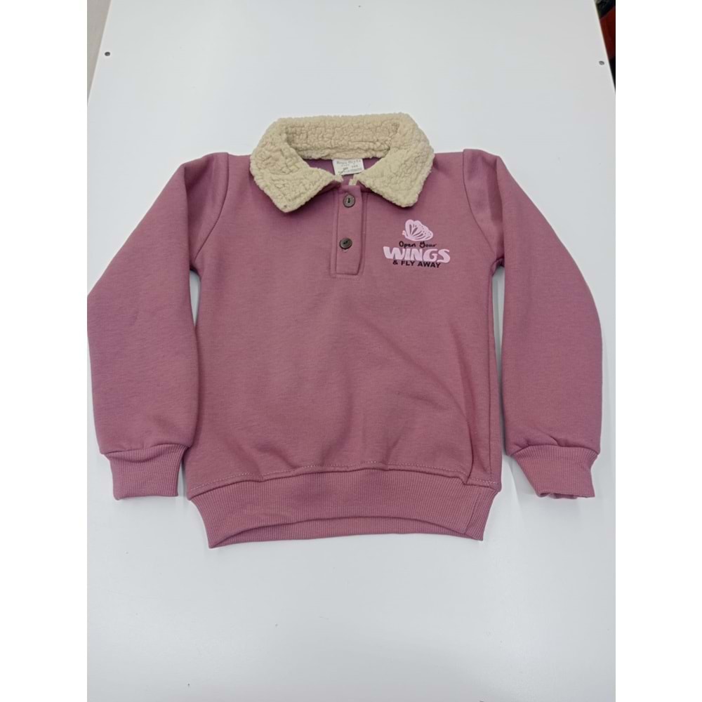 414692 Kız Çocuk Sweat 3Y,4Y,5Y,6Y Kız - GÜL KURUSU - 2-3 YAŞ
