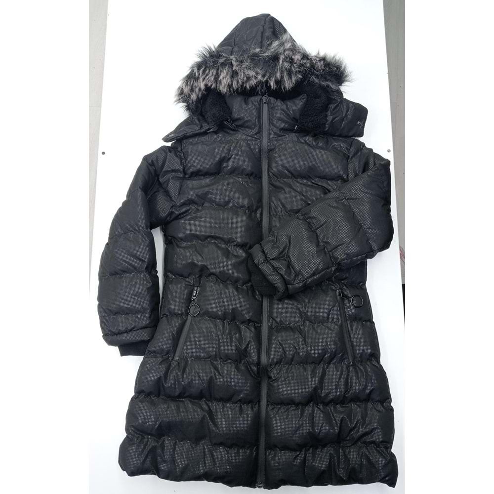 409147 jesija-Çocuk Mont 9Y,10Y,11Y,12Y Kız - SİYAH - 11-12 YAŞ