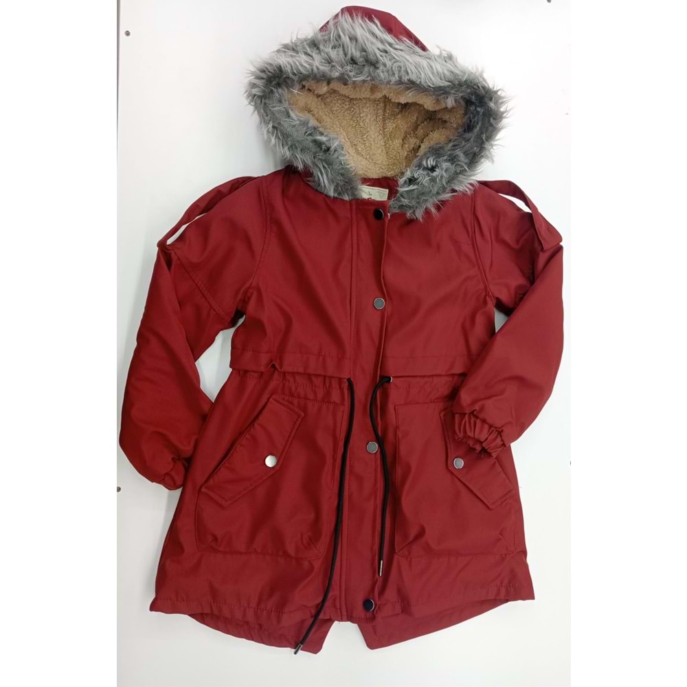 3946 KÜRKLÜ MONT KIZ 7/10 YAŞ - KIRMIZI - 8-9 YAŞ