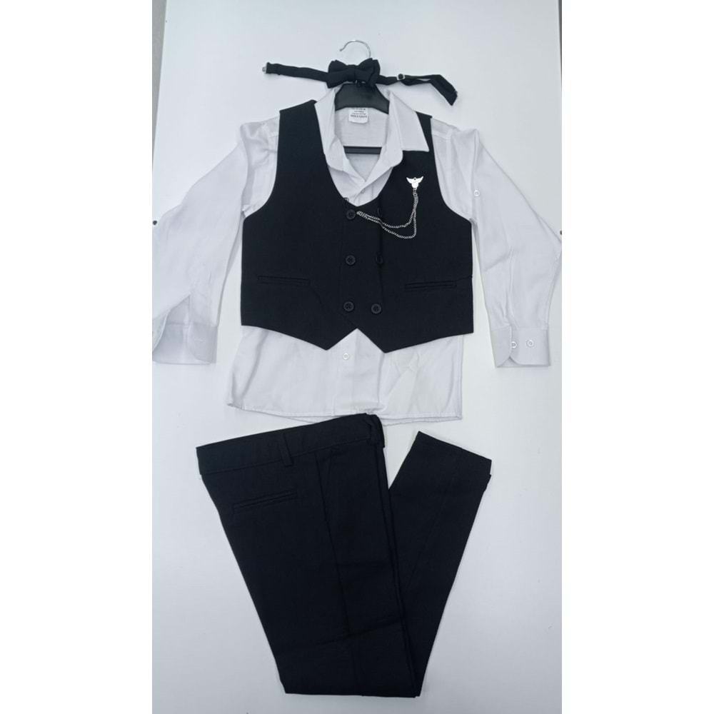 5351 6\9 planet 6 düğme yelekli takım - SİYAH - 7-8 YAŞ