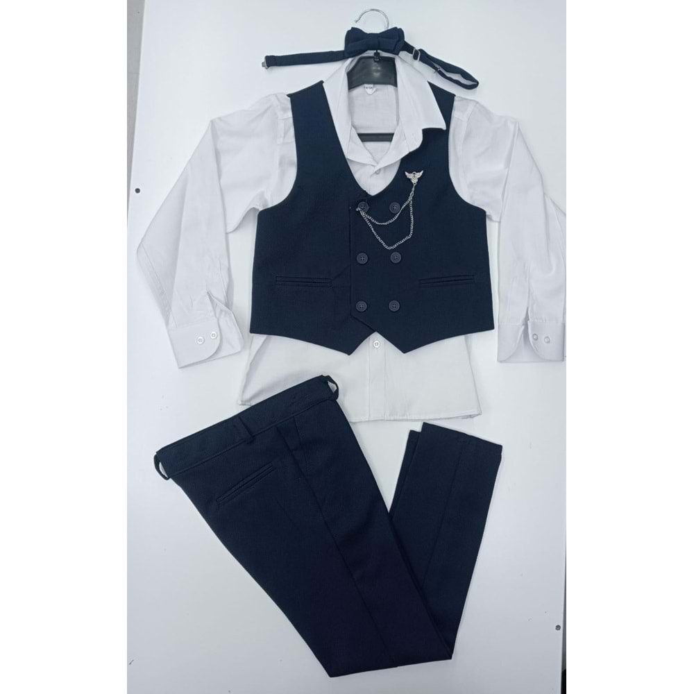 5352 10\13 yaş planet 6 düğme yelekli takım - LACİVERT - 6-7 YAŞ