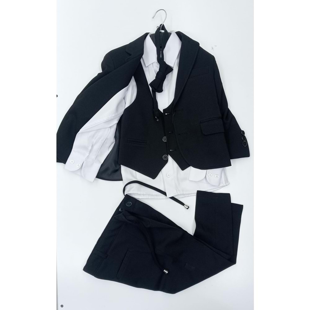 5699 3\7 safir ceketli yelekli tam takım - SİYAH - 2-3 YAŞ