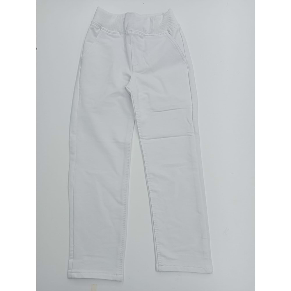 İLKOKUL RİBİNALI PENYE PANTALON - BEYAZ - STANDART