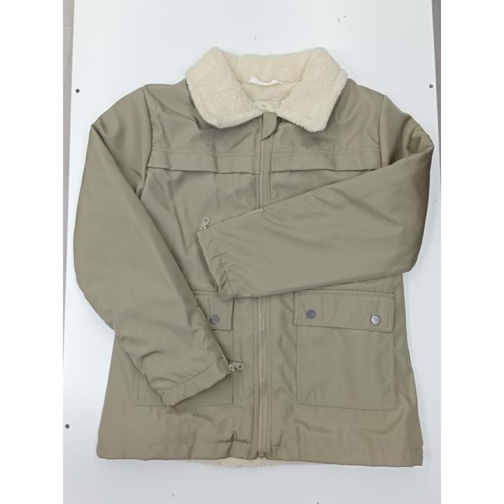 64011 Kolu fermuarlı mont erkek - KREM - 14-15 YAŞ