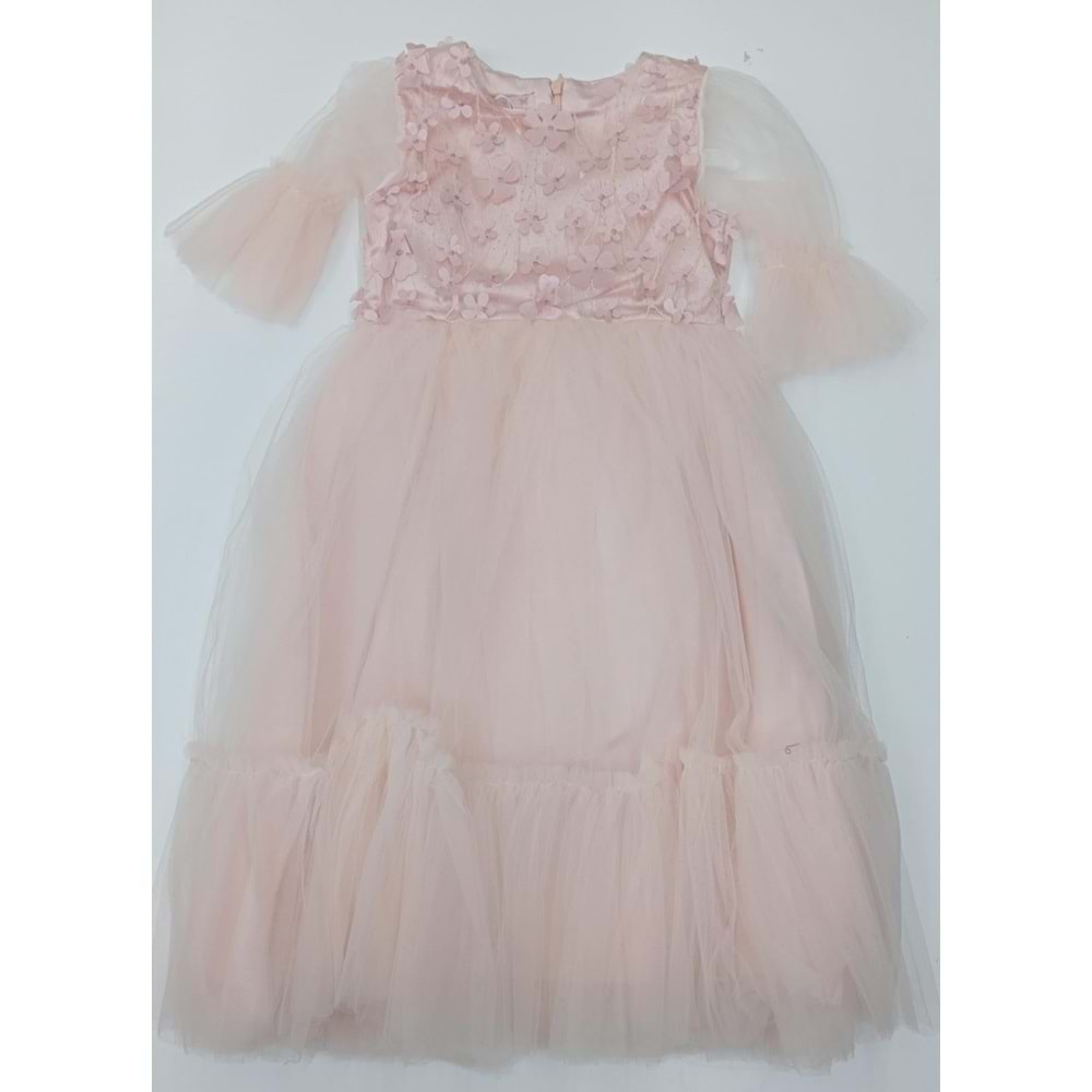 1273 TÜLLÜ ELBİSE 6\9 YAŞ - PUDRA - 7-8 YAŞ